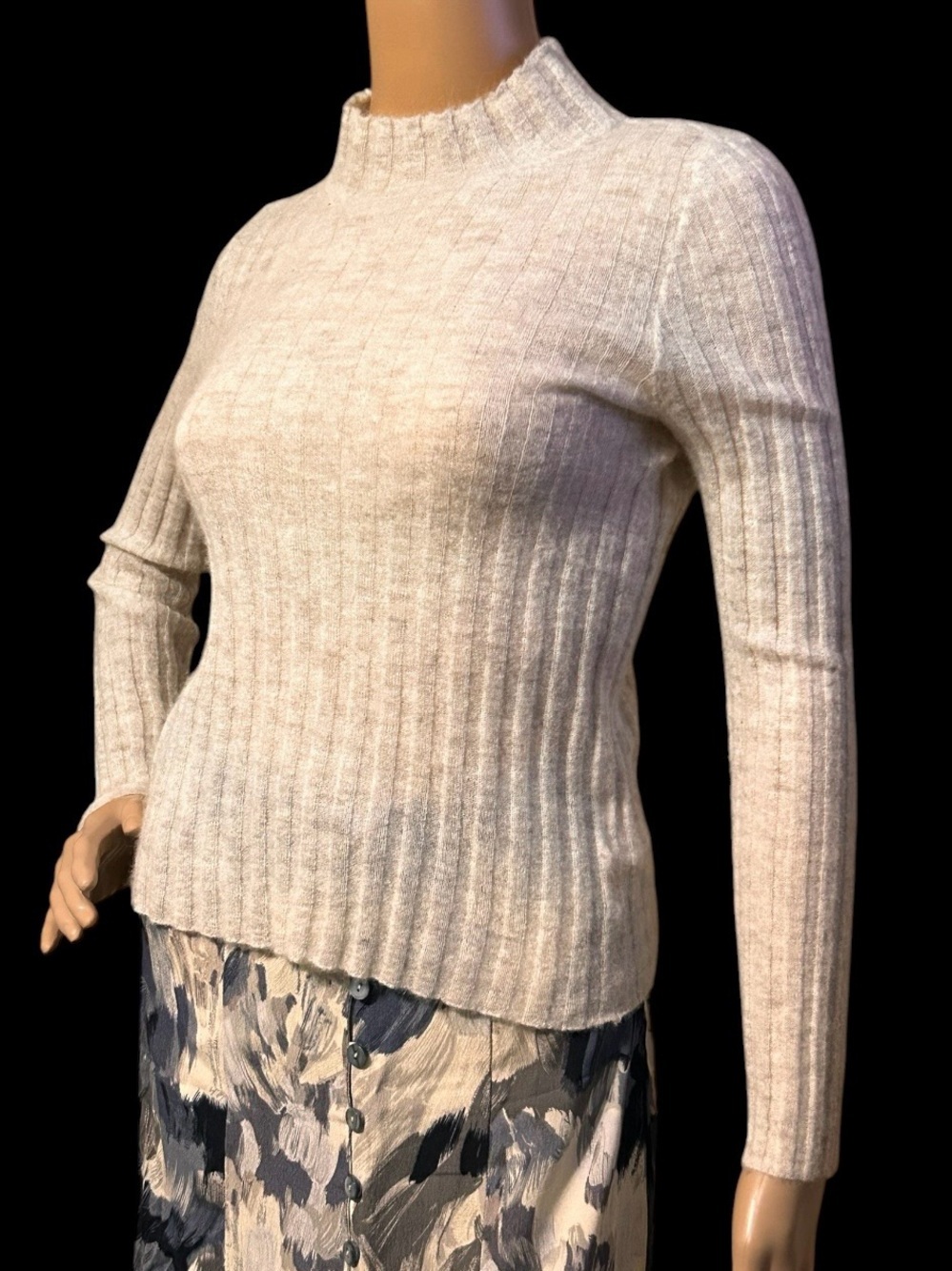Madewell Alpaca Blend Ribbed Mock Neck Lightweight Women Sweater Elegant Chic XS